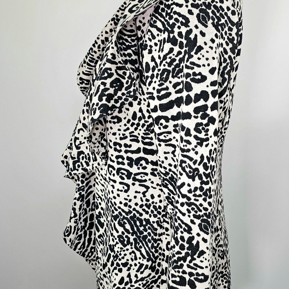 Calvin Klein Leopard Print Ruffle Front Blazer Jacket Open Front - Picture 4 of 11